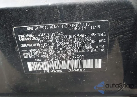 2016 Subaru Crosstrek 2.0I Premium z USA, uszkodzony, nr VIN JF2GPADC7G8223590